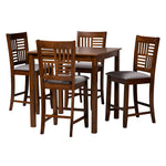 Load image into Gallery viewer, Baxton Studio Deanna Modern Grey Fabric And Walnut Brown Finished Wood 5-Piece Pub Set
