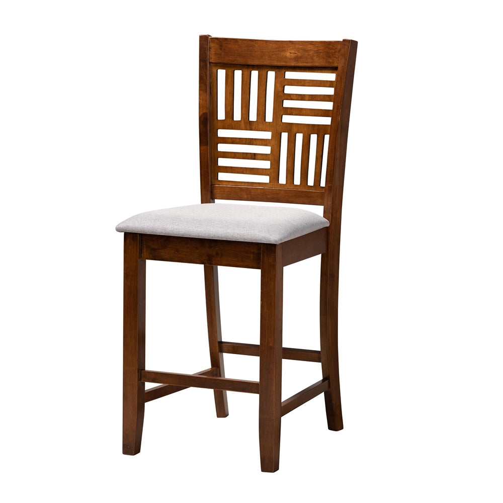 Baxton Studio Deanna Modern Grey Fabric And Walnut Brown Finished Wood 5-Piece Pub Set