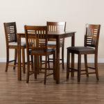 Load image into Gallery viewer, Baxton Studio Deanna Modern Grey Fabric And Walnut Brown Finished Wood 5-Piece Pub Set
