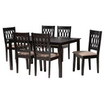 Load image into Gallery viewer, Baxton Studio Florencia Modern Beige Fabric And Espresso Brown Finished Wood 7-Piece Dining Set
