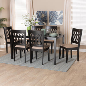 Baxton Studio Florencia Modern Beige Fabric And Espresso Brown Finished Wood 7-Piece Dining Set