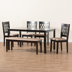 Load image into Gallery viewer, Baxton Studio Florencia Modern Beige Fabric And Espresso Brown Finished Wood 6-Piece Dining Set
