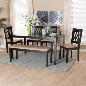 Baxton Studio Florencia Modern Beige Fabric And Espresso Brown Finished Wood 6-Piece Dining Set