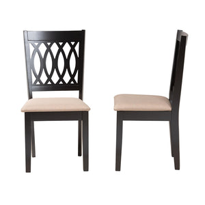 Baxton Studio Florencia Modern Beige Fabric And Espresso Brown Finished Wood 2-Piece Dining Chair Set