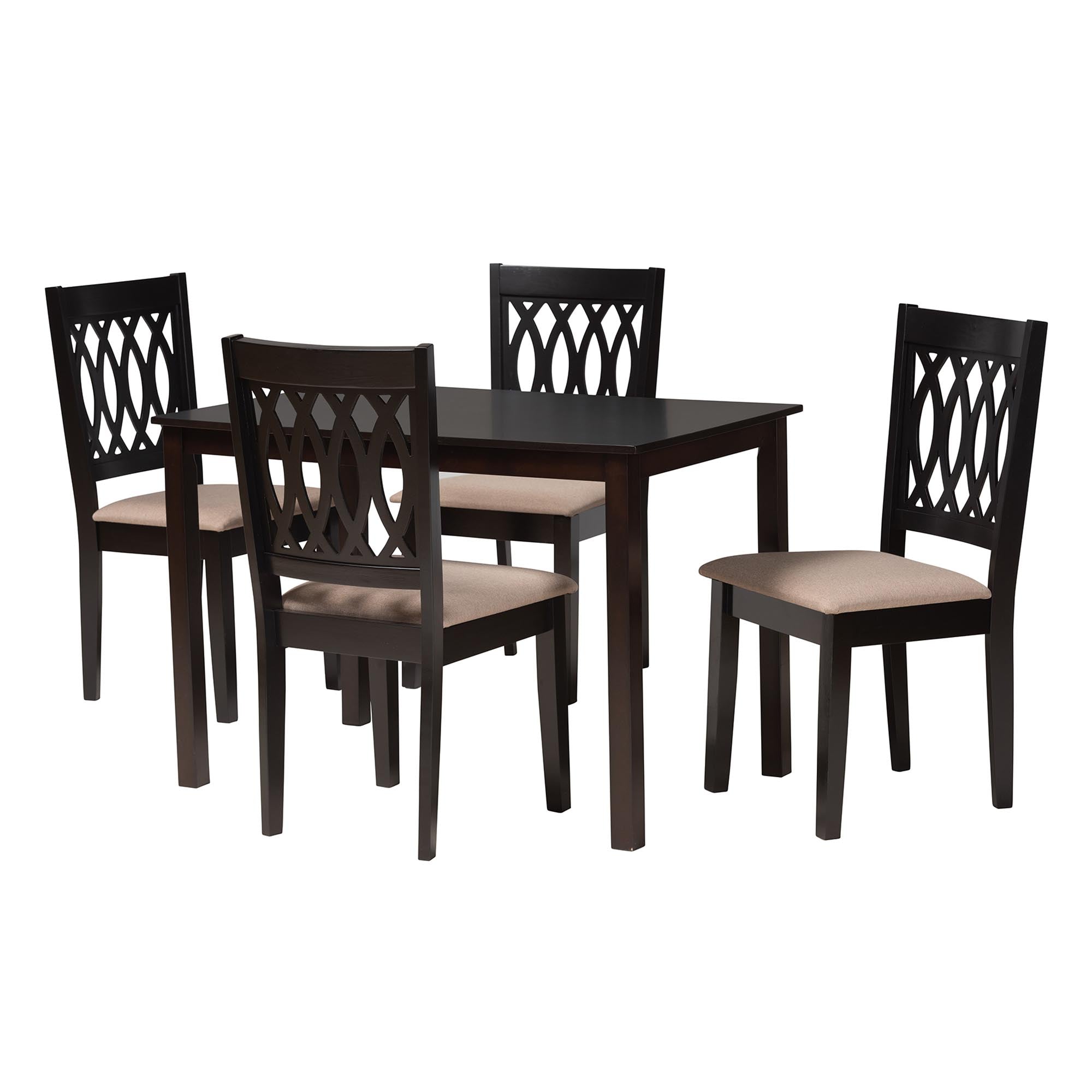 Baxton Studio Florencia Modern Beige Fabric And Espresso Brown Finished Wood 5-Piece Dining Set