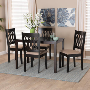 Baxton Studio Florencia Modern Beige Fabric And Espresso Brown Finished Wood 5-Piece Dining Set