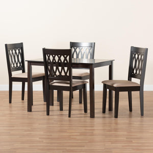 Baxton Studio Florencia Modern Beige Fabric And Espresso Brown Finished Wood 5-Piece Dining Set