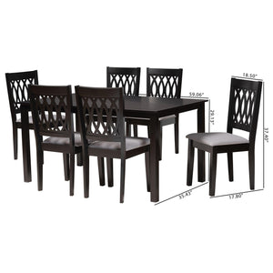 Baxton Studio Florencia Modern Grey Fabric And Espresso Brown Finished Wood 7-Piece Dining Set