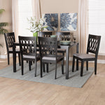 Load image into Gallery viewer, Baxton Studio Florencia Modern Grey Fabric And Espresso Brown Finished Wood 7-Piece Dining Set
