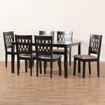 Load image into Gallery viewer, Baxton Studio Florencia Modern Grey Fabric And Espresso Brown Finished Wood 7-Piece Dining Set
