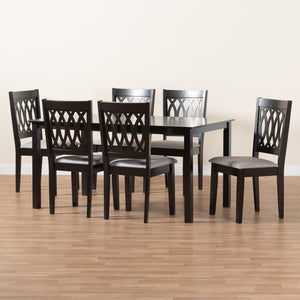 Baxton Studio Florencia Modern Grey Fabric And Espresso Brown Finished Wood 7-Piece Dining Set