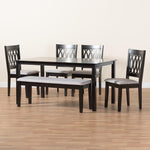 Load image into Gallery viewer, Baxton Studio Florencia Modern Grey Fabric And Espresso Brown Finished Wood 6-Piece Dining Set
