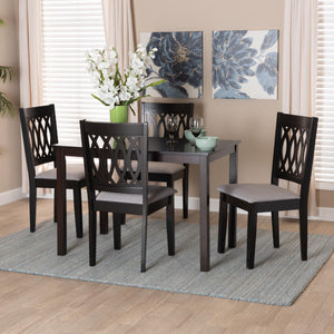 Baxton Studio Florencia Modern Grey Fabric And Espresso Brown Finished Wood 5-Piece Dining Set