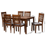 Load image into Gallery viewer, Baxton Studio Florencia Modern Grey Fabric And Walnut Brown Finished Wood 7-Piece Dining Set
