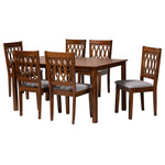 Load image into Gallery viewer, Baxton Studio Florencia Modern Grey Fabric And Walnut Brown Finished Wood 7-Piece Dining Set
