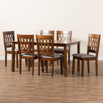 Load image into Gallery viewer, Baxton Studio Florencia Modern Grey Fabric And Walnut Brown Finished Wood 7-Piece Dining Set
