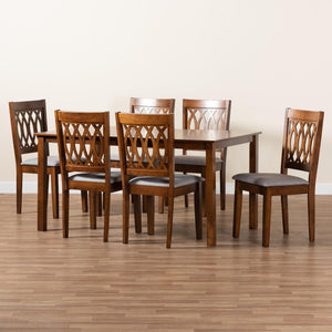 Baxton Studio Florencia Modern Grey Fabric And Walnut Brown Finished Wood 7-Piece Dining Set