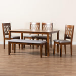 Load image into Gallery viewer, Baxton Studio Florencia Modern Grey Fabric And Walnut Brown Finished Wood 6-Piece Dining Set
