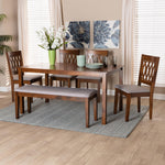 Load image into Gallery viewer, Baxton Studio Florencia Modern Grey Fabric And Walnut Brown Finished Wood 6-Piece Dining Set
