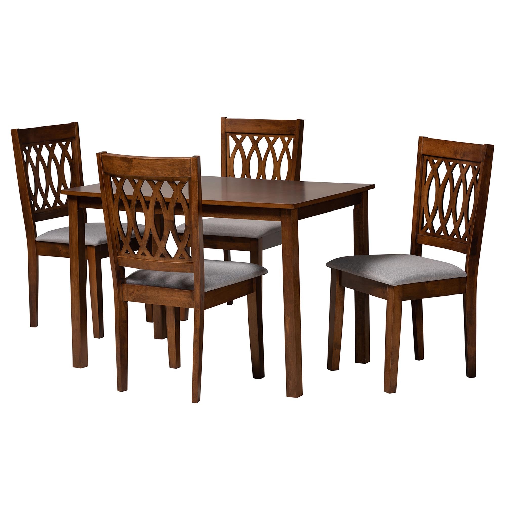 Baxton Studio Florencia Modern Grey Fabric And Walnut Brown Finished Wood 5-Piece Dining Set