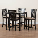 Load image into Gallery viewer, Baxton Studio Genesis Modern Beige Fabric And Dark Brown Finished Wood 5-Piece Pub Set
