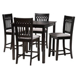 Load image into Gallery viewer, Baxton Studio Genesis Modern Grey Fabric And Dark Brown Finished Wood 5-Piece Pub Set
