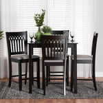 Load image into Gallery viewer, Baxton Studio Genesis Modern Grey Fabric And Dark Brown Finished Wood 5-Piece Pub Set
