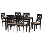 Load image into Gallery viewer, Baxton Studio Abigail Modern Beige Fabric And Dark Brown Finished Wood 7-Piece Dining Set
