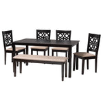 Load image into Gallery viewer, Baxton Studio Abigail Modern Beige Fabric And Dark Brown Finished Wood 6-Piece Dining Set
