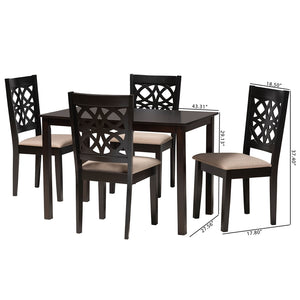 Baxton Studio Abigail Modern Beige Fabric And Dark Brown Finished Wood 5-Piece Dining Set