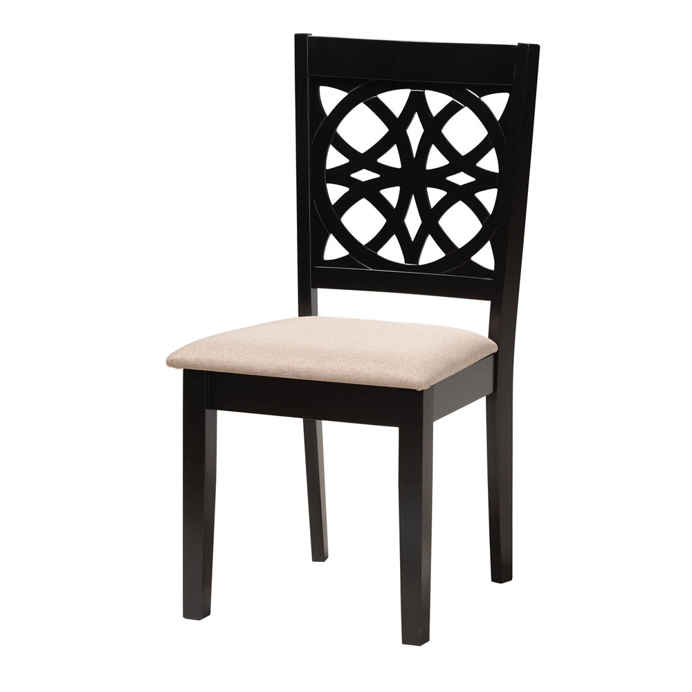 Baxton Studio Abigail Modern Beige Fabric And Dark Brown Finished Wood 5-Piece Dining Set