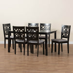 Load image into Gallery viewer, Baxton Studio Abigail Modern Grey Fabric And Dark Brown Finished Wood 7-Piece Dining Set
