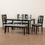 Load image into Gallery viewer, Baxton Studio Abigail Modern Grey Fabric And Dark Brown Finished Wood 6-Piece Dining Set
