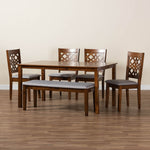 Load image into Gallery viewer, Baxton Studio Abigail Modern Grey Fabric And Walnut Brown Finished Wood 6-Piece Dining Set
