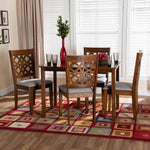 Load image into Gallery viewer, Baxton Studio Abigail Modern Grey Fabric And Walnut Brown Finished Wood 5-Piece Dining Set
