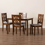 Load image into Gallery viewer, Baxton Studio Abigail Modern Grey Fabric And Walnut Brown Finished Wood 5-Piece Dining Set
