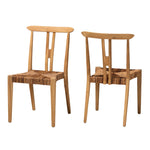 Load image into Gallery viewer, Baxton Studio Artha Modern Bohemian Natural Brown Teak Wood And Seagrass 2-Piece Dining Chair Set
