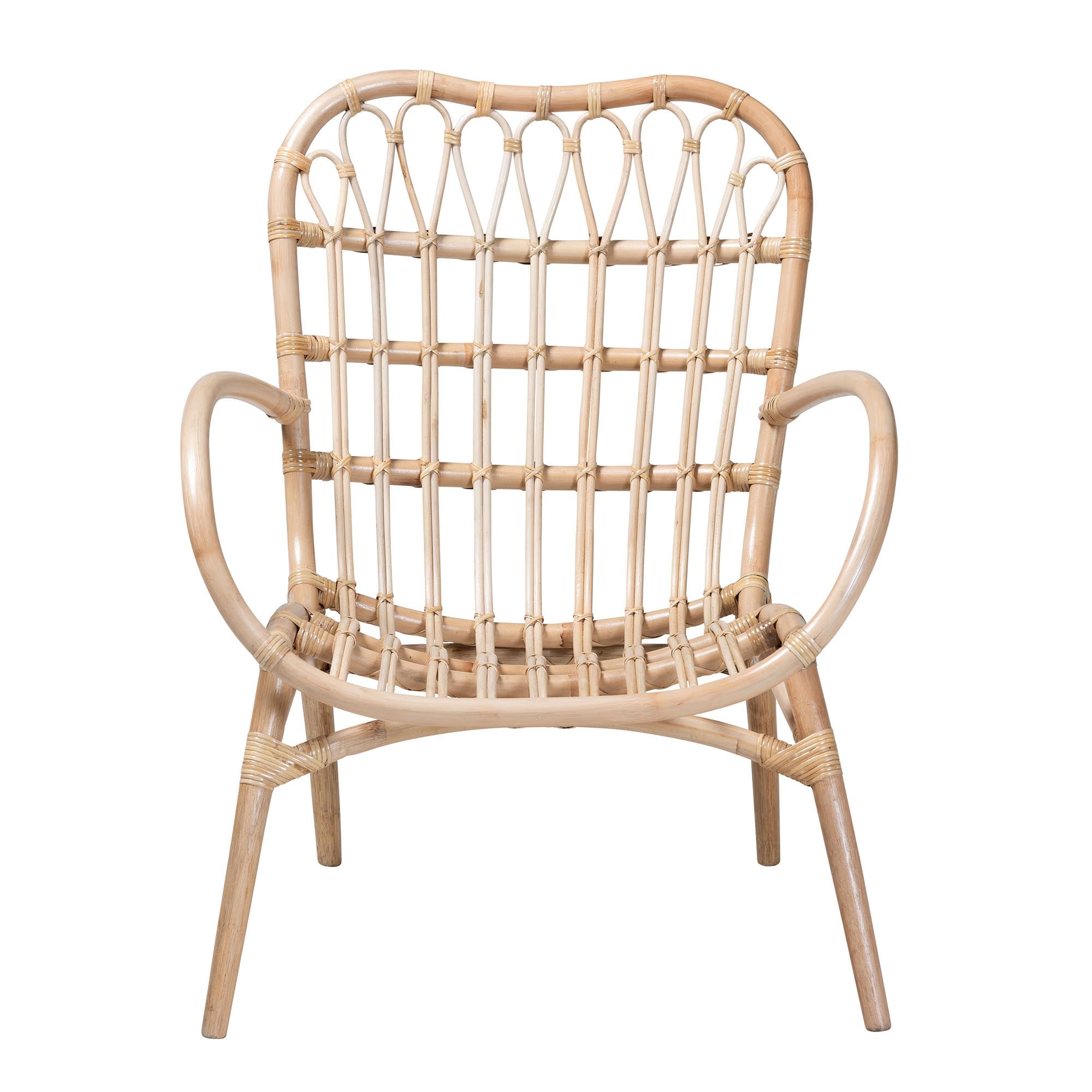 Baxton Studio Bajo Modern Bohemian Natural Brown Rattan Arm Chair