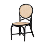 Load image into Gallery viewer, Baxton Studio Ayana Mid-Century Modern Two-Tone Black And Natural Brown Rattan Dining Chair
