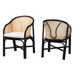 Load image into Gallery viewer, Baxton Studio Miranda Modern Bohemian Two-Tone Black And Natural Brown Rattan 2-Piece Dining Chair Set
