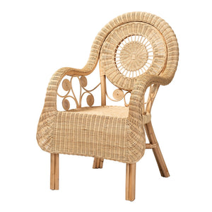 Baxton Studio Putri Modern Bohemian Natural Rattan Arm Chair