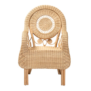 Baxton Studio Putri Modern Bohemian Natural Rattan Arm Chair