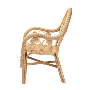 Baxton Studio Putri Modern Bohemian Natural Rattan Arm Chair