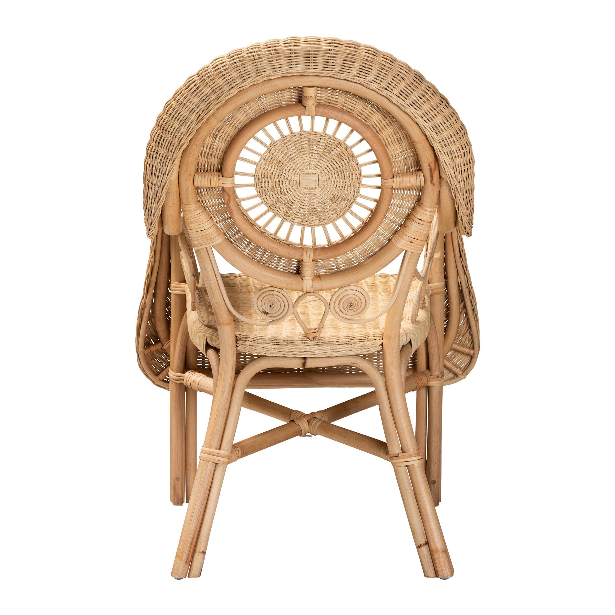 Baxton Studio Putri Modern Bohemian Natural Rattan Arm Chair