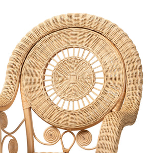 Baxton Studio Putri Modern Bohemian Natural Rattan Arm Chair