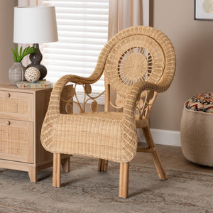 Baxton Studio Putri Modern Bohemian Natural Rattan Arm Chair