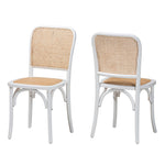 Load image into Gallery viewer, Baxton Studio Neah Japandi White Wood And Natural Rattan 2-Piece Dining Chair Set
