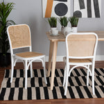 Load image into Gallery viewer, Baxton Studio Neah Japandi White Wood And Natural Rattan 2-Piece Dining Chair Set
