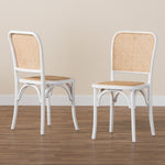 Load image into Gallery viewer, Baxton Studio Neah Japandi White Wood And Natural Rattan 2-Piece Dining Chair Set
