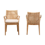 Load image into Gallery viewer, Baxton Studio Storsel Modern Bohemian Natural Brown Finished Teak Wood And Rattan 2-Piece Dining Chair Set
